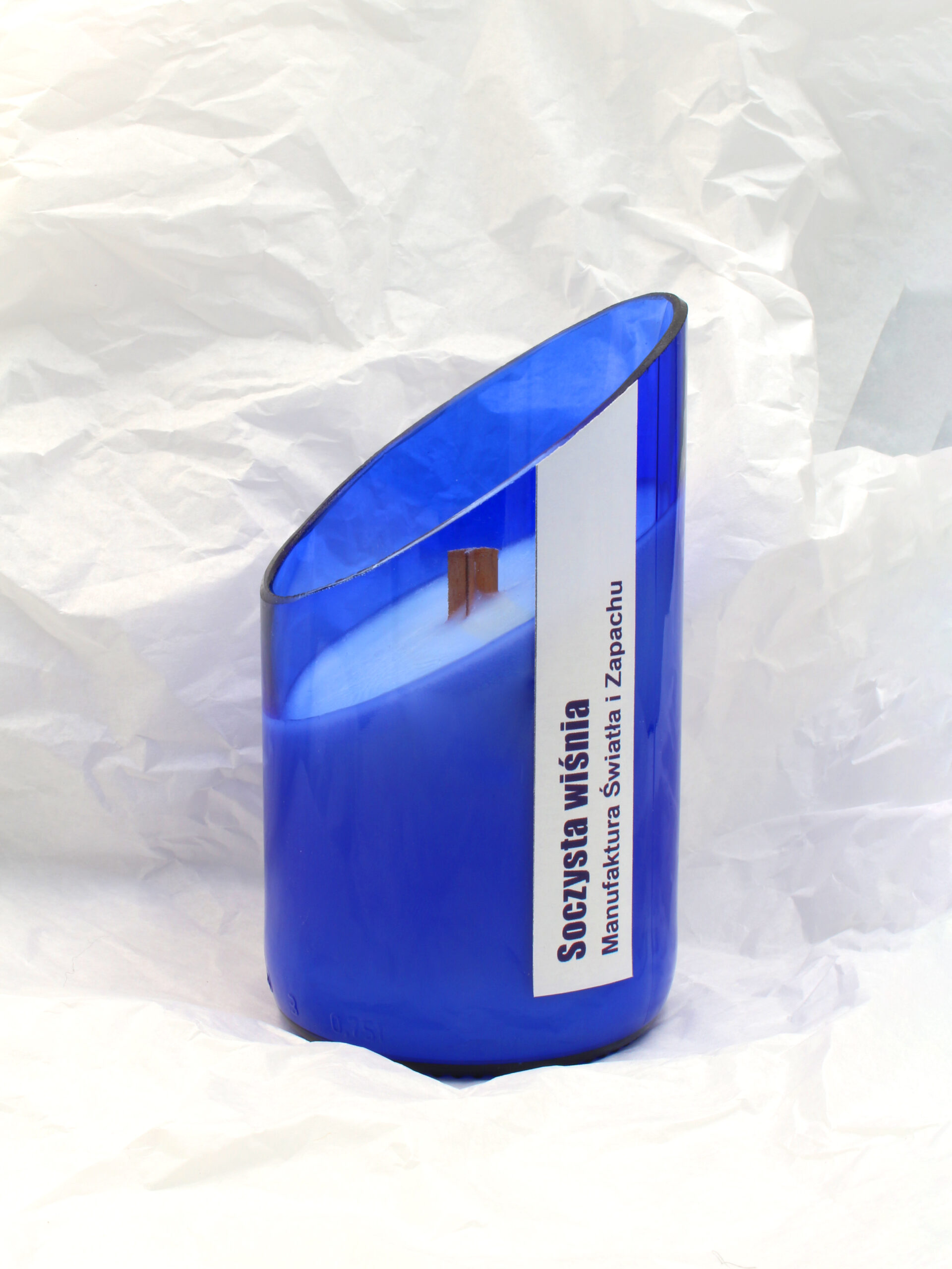 PREMIUM - Świeca w niebieskiej butelce - 200 g - wybierz zapach - obrazek 3